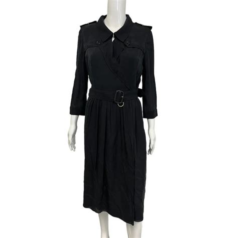 burberry agatha silk trench dress|Wool Trench Dress in Black .